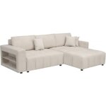 Canapé d'angle convertible tissu chenille 3 places - trocadero - crème Canapé d'angle convertible tissu chenille 3 places - trocadero - crème