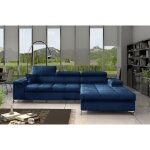 Venesetti - canapé d'angle convertible en tissu luxe 5 places, richard, bleu, angle droit - bleu Venesetti - canapé d'angle convertible en tissu luxe 5 places, richard, bleu, angle droit - bleu