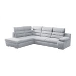 Vente - unique - canapé d'angle convertible en tissu pylos - gris clair - angle gauche Vente - unique - canapé d'angle convertible en tissu pylos - gris clair - angle gauche