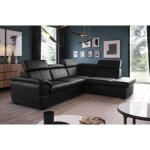 Venesetti - canap d'angle en cuir italien de luxe 5 / 6 places tonus, noir, angle droit - noir