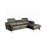 Canap d'angle en cuir de luxe italien , 5 places berti, gris fonc, angle droit