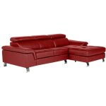 Vente - unique - canapé d'angle cuir mishima - rouge - angle droit Vente - unique - canapé d'angle cuir mishima - rouge - angle droit