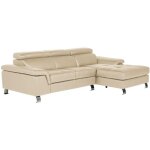 Vente - unique - canapé d'angle cuir mishima - taupe - angle droit Vente - unique - canapé d'angle cuir mishima - taupe - angle droit