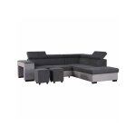 Sans marque - canap d'angle droit convertible + coffre 5 places - tissu gris - l 271 x p 220 x h 77 ...