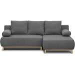 Canap� d'angle droit convertible mika 3 places - tissu gris clair - coffre de rangement - l218 x p98 ...