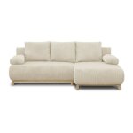 Canap d'angle droit convertible mika 3 places - velours ctel beige - coffre de rangement - l218 x ...
