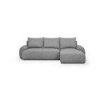 Sans marque - canap d'angle droit convertible milo 4 / 5 places - tissu gris - coffre de rangement - ...