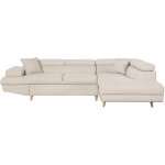 Loungitude - canapé d'angle droit convertible rio scandinave avec coffre en tissu - beige, pieds bois ... Loungitude - canapé d'angle droit convertible rio scandinave avec coffre en tissu - beige, pieds bois ...
