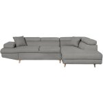 Loungitude - canap� d'angle droit convertible rio scandinave avec coffre en tissu - gris clair, pieds ...