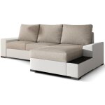 Les tendances - canapé angle droit convertible tissu beige et simili blanc james 245cm Les tendances - canapé angle droit convertible tissu beige et simili blanc james 245cm