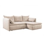 Canapé d'angle droit convertible en velours côtelé fines côtes beige teodora Canapé d'angle droit convertible en velours côtelé fines côtes beige teodora