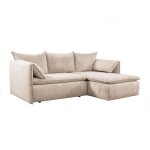 Vente - unique ? canap� d'angle convertible 4 places en velours c�tel� beige ? accoudoirs relevables ...