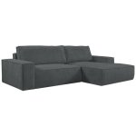 Vente - unique - canap d'angle droit convertible en velours ctel gris anthracite amelia