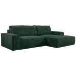 Canap d'angle droit convertible en velours ctel vert sapin amelia