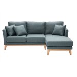 Miliboo - canap d'angle droit dhoussable scandinave 4 places en tissu vert de gris et bois clair oslo ...