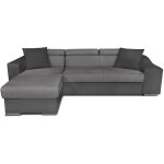 Usinestreet - canap� d'angle elona convertible bi - mati�re gris avec poufs de rangement � droite