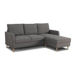 Canap� d'angle fixe 3 places chipy - tissu anthracite - r�versible - l 192 x p 137 x h 82 cm - pieds ...