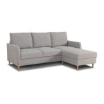 Canap� d'angle fixe 3 places chipy - tissu gris souris - r�versible - l 192 x p 137 x h 82 cm - pieds ...