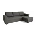 Canap d'angle fixe - 3 places - tissu gris - hamilton sans rangement et fonction lit