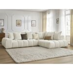 Bobochic - canap� d'angle fixe everest tissu chin� angle droit blanc