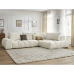 Bobochic - canapé d'angle fixe everest tissu chiné angle droit blanc Bobochic - canapé d'angle fixe everest tissu chiné angle droit blanc
