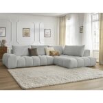 Bobochic - canapé d'angle fixe everest tissu chiné angle droit gris clair Bobochic - canapé d'angle fixe everest tissu chiné angle droit gris clair