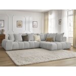 Bobochic - canapé d'angle fixe everest tissu chiné angle droit gris clair Bobochic - canapé d'angle fixe everest tissu chiné angle droit gris clair