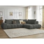 Bobochic - canapé d'angle fixe everest tissu chiné angle droit gris foncé Bobochic - canapé d'angle fixe everest tissu chiné angle droit gris foncé