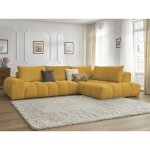 Bobochic - canapé d'angle fixe everest tissu chiné angle droit jaune Bobochic - canapé d'angle fixe everest tissu chiné angle droit jaune