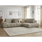 Bobochic - canapé d'angle fixe everest tissu chiné angle droit taupe Bobochic - canapé d'angle fixe everest tissu chiné angle droit taupe