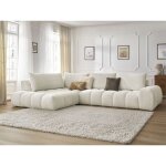 Bobochic - canapé d'angle fixe everest tissu chiné angle gauche blanc Bobochic - canapé d'angle fixe everest tissu chiné angle gauche blanc