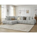 Bobochic - canap� d'angle fixe everest tissu chin� angle gauche gris clair