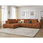 Bobochic - canapé d'angle fixe everest tissu chiné angle gauche orange Bobochic - canapé d'angle fixe everest tissu chiné angle gauche orange