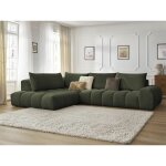 Bobochic - canap d'angle fixe everest tissu chin angle gauche vert