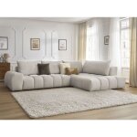 Bobochic - canapé d'angle fixe everest tissu texturé angle droit beige Bobochic - canapé d'angle fixe everest tissu texturé angle droit beige
