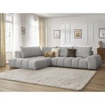 Bobochic - canap d'angle fixe everest tissu textur angle gauche gris clair