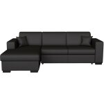 Usinestreet - canap� d'angle fuji xl convertible avec coffre en simili - angle gauche, gris fonc�