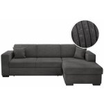 Loungitude - canap d'angle fuji xl convertible avec coffre en velours ctel - angle droit - gris fonc ...