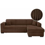 Loungitude - canap d'angle fuji xl convertible avec coffre en velours ctel - angle droit - marron