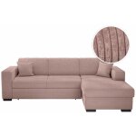 Canap d'angle fuji xl convertible avec coffre en velours ctel - angle droit - vieux rose