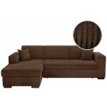 Loungitude - canap d'angle fuji xl convertible avec coffre en velours ctel - angle gauche - marron ...