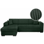 Loungitude - canap� d'angle fuji xl convertible avec coffre en velours c�tel� - angle gauche - vert fonc� ...