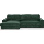 Homifab - canap� d'angle � gauche convertible 3 places avec coffre en velours c�tel� vert fonc� - arty ...