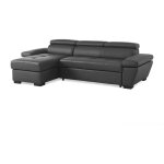 Vente - unique - canap d'angle gauche convertible en cuir gris anthracite jonova