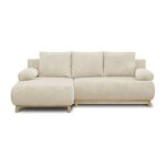Canapé d'angle gauche convertible mika 3 places - velours côtelé beige - coffre de rangement - l218 x ... Canapé d'angle gauche convertible mika 3 places - velours côtelé beige - coffre de rangement - l218 x ...