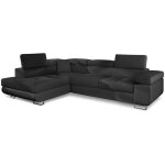 Cotecosy - canap d'angle gauche convertible simili noir marka 275cm