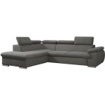 Canap� d'angle gauche convertible en tissu anthracite avec coffre de rangement fabien