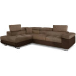 Cotecosy - canap d'angle convertible simili cuir et tissu marka - coffre et appuis - tte rglables ...