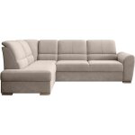 Canap angle gauche convertible velours beige et pieds acier chrom zabor 270cm