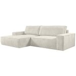 Vente - unique - canap� d'angle gauche convertible en velours c�tel� beige amelia